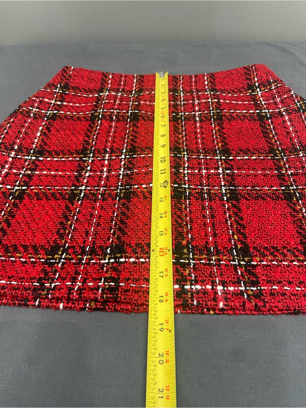 LOFT Womens Red Plaid Tweed Midi Pencil Skirt Sz 8 Holidays Cabincore Preppy - Picture 10 of 13